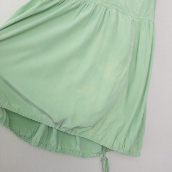 Tibi Eco Silk Cape Mini Dress 2 Mint Green Zip Sleeveless Tie Hem - Picture 10 of 16